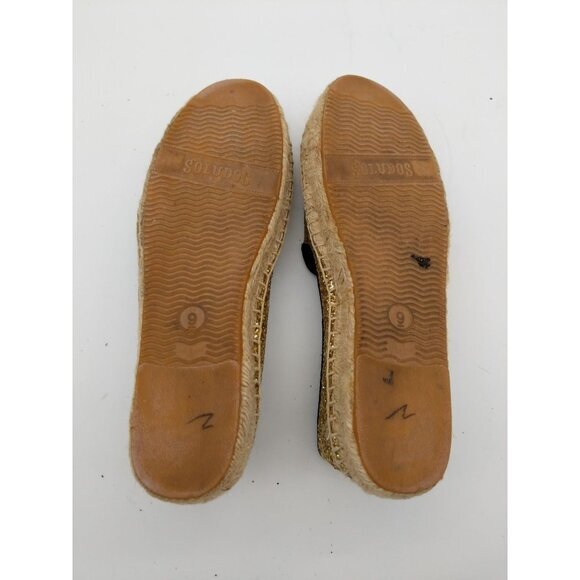 SOLUDOS‎ Espadrille Slip On Shoes Womens SZ 9 EU 39.5 Gold Sequin Disco Glitter - Picture 7 of 8